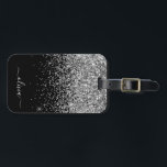 Silver Svart Tjej Glitter Glans Monogram Namn Bagagebricka<br><div class="desc">Silver och Svart Glitter Glans Monogram Namn och Initial Kudde. Resväskans märke gör den perfekta söta 16-årspresenten,  bröllop,  bröllopsfest,  baby shower eller möhippa för någon som dekorerar sitt rum med stil.</div>