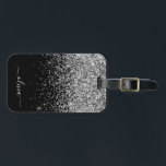Silver Svart Tjej Glitter Glans Monogram Namn Bagagebricka<br><div class="desc">Silver och Svart Glitter Glans Monogram Namn och Initial Kudde. Resväskans märke gör den perfekta söta 16-årspresenten,  bröllop,  bröllopsfest,  baby shower eller möhippa för någon som dekorerar sitt rum med stil.</div>