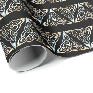 Silver svart triangel Spiral Celtic Knot Design Presentpapper