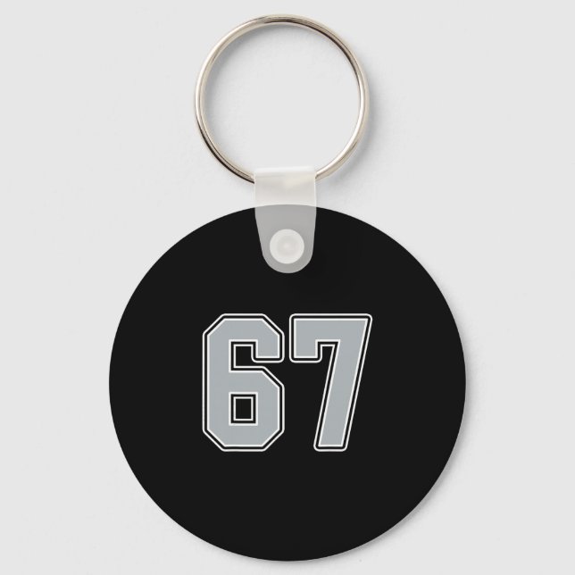 Silver Svart Vit Nummer 67 Tröja Spelaruniform Nyckelring (Framsida)