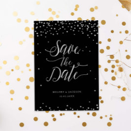 Silver svarta glitter-gnistran spara datumet inbjudningar