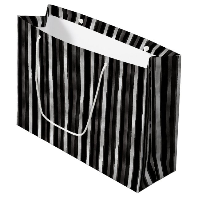 Silver Svarta Ränder Bröllop (Framsidan Vinklad)