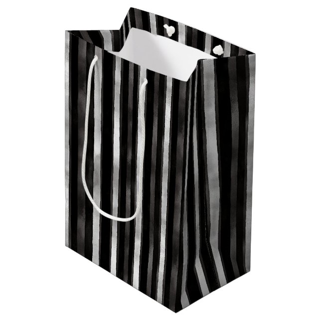 Silver Svarta Ränder Bröllop (Framsidan Vinklad)