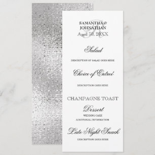 Silver svartvit bröllop DIY-menymiddag party Inbjudningar