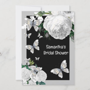 Silver svartvit elegant ro brudens sida inbjudningar