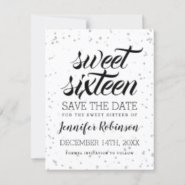 Silver Sweet16 Spara Glitter Gnistra Confetti Datumet