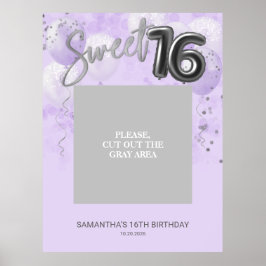 Silver Sweet 16 Ballonger Foto Rekvisita Dammt blå Poster