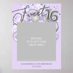 Silver Sweet 16 ballons Party Photo Prop Lavender Poster