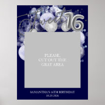 Silver Sweet 16 Balloons Photo Prop-Royal Blue