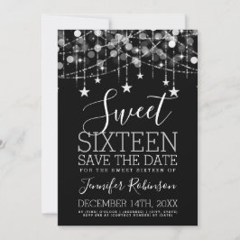 Silver Sweet 16 Sparkly String Ljus Spara Date Datumet