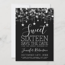 Silver Sweet 16 Sparkly String Ljus Spara Date