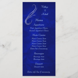 Silver Swirl Bright Blue Bröllop Menu Meny