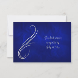 Silver Swirl Bright Blue Bröllop OSA Kort