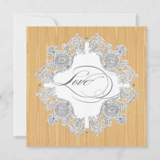 Silver Swirl Moire - Guld Grått Formal Bröllop Inbjudningar