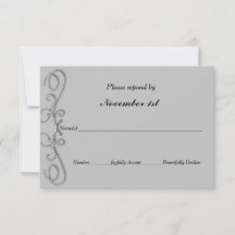 Silver Swirls Bröllops-RSVP eller Part Invitation