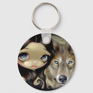 "Silver synad varg" Keychain Nyckelring