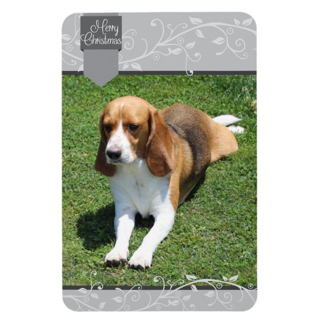 Silver Tab & Flourish God jul Magnet (Vertikal)