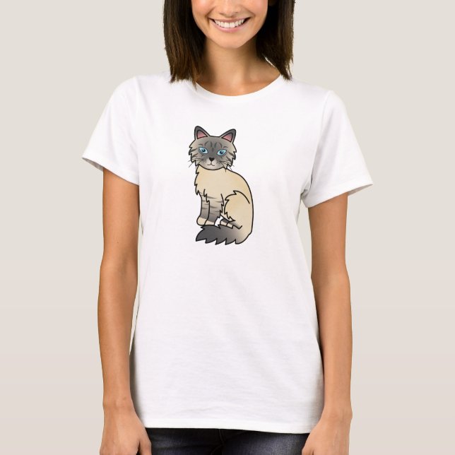 Silver Tabby Birman / Ragdoll Katt T-shirt (Framsida)