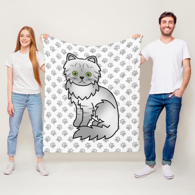 Silver Tabby Chinchilla Grå Perser Katt & Tassar Fleecefilt (På plats)