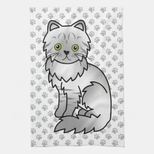 Silver Tabby Chinchilla Grå Perser Söt Katt Kökshandduk