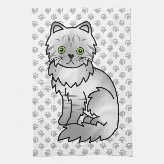 Silver Tabby Chinchilla Grå Perser Söt Katt Kökshandduk (Vertikal)