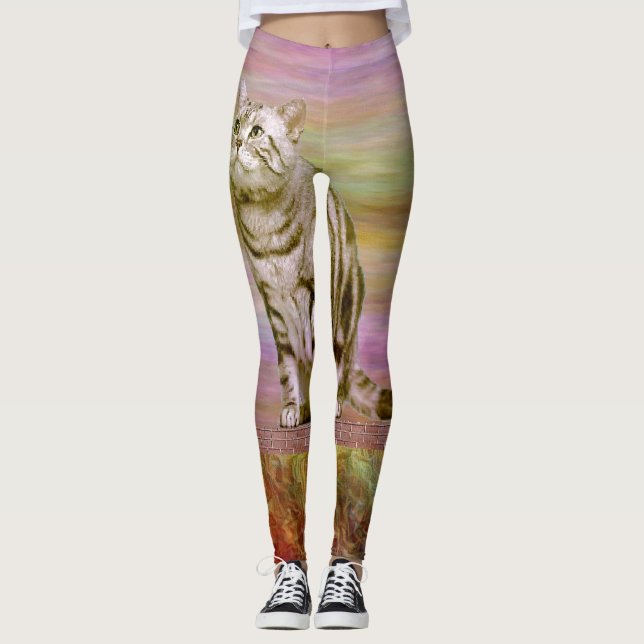 Silver Tabby Katt Leggings (Framsida)