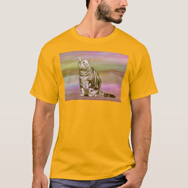 Silver Tabby Katt T Shirt (Framsida)