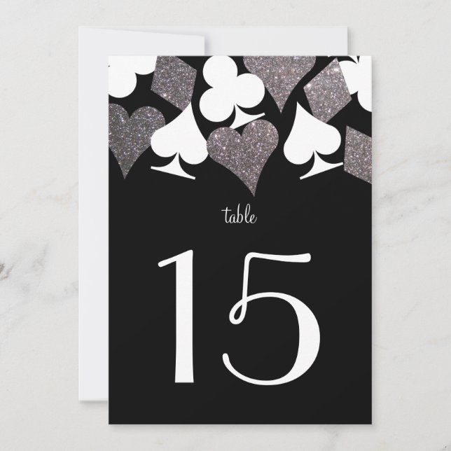 Silver TableNumber för Destiny Vegas Wedding Recep Inbjudningar (Framsida)