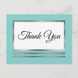 Silver | Tack för Aqua Modern Simple Elegant Vykort