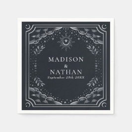 Silver Tarot Card Gothic Bröllop Napkins Pappersservett