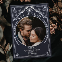 Silver Tarot Gothic Bröllop Photo Save Date