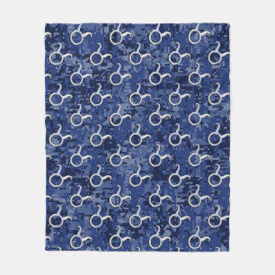 Silver Taurus Zodiac Sign Navy Blue Digital Camo Fleecefilt