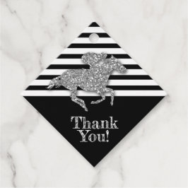 Silver Tävling Horse on Black Rand Gåvor Etiketter