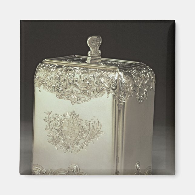 Silver te canister av Paul de Lamerie Magnet (Framsidan)