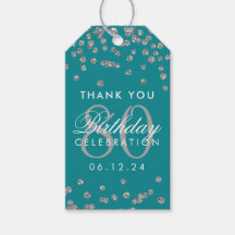 Silver Teal 80 Birthday Tack Glitter