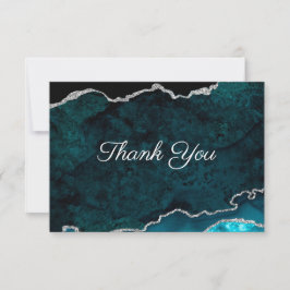 Silver Teal Agate Bröllop Tack Kort