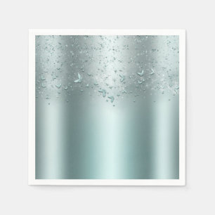 Silver Teal Aqua Fladder Fjäril Söt 16 Födelsedags Pappersservett