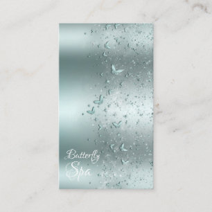 Silver Teal Aqua Glitter Fladder Fjäril Visitkort