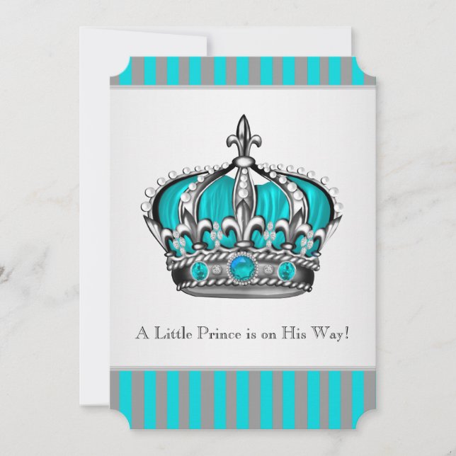 Silver Teal Blue Baby Shower Inbjudningar (Framsida)