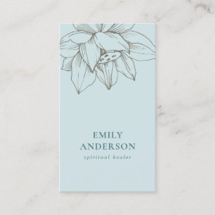 SILVER TEAL BLUE LOTUS ENKELT REIKI ANDLIG HÄLSA VISITKORT