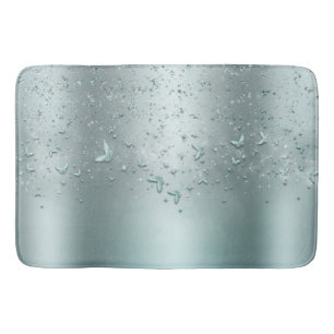 Silver Teal Glimmer Glitter Fladdra Fjäril Badrumsmatta