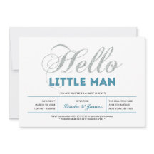 Silver, Teal | Modern typografi Pojke Babyshower