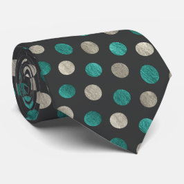 Silver & Teal Polka Dot Personlig Charcol Grått Slips