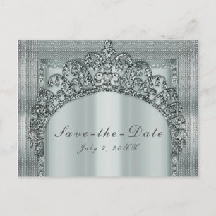 Silver Tiara Crown & Diamond Bling Spara datum Meddelande Vykort