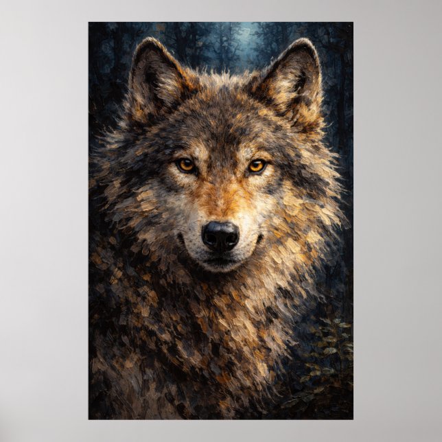 Silver Timber | Wolf Wildlife Art | Poster (Framsidan)
