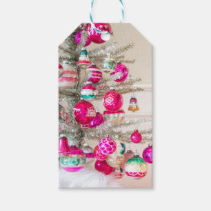 Silver Tinsel Träd med julklapp Presentetikett