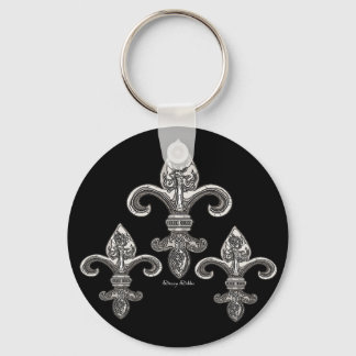 Silver-ton Fleur De Lys Keychain Nyckelring