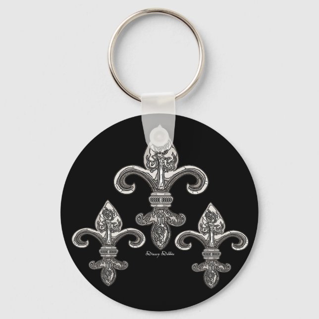 Silver-ton Fleur De Lys Keychain Nyckelring (Framsida)
