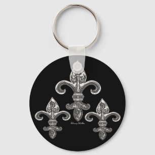 Silver tonar Fleur De Lys Keychain Nyckelring