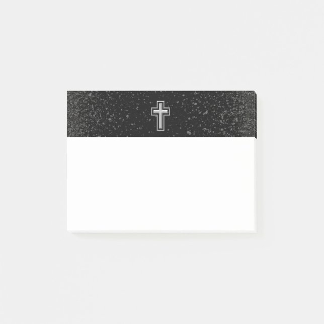 Silver tonar kristenkor på svart gnistra post-it block (Framsida)